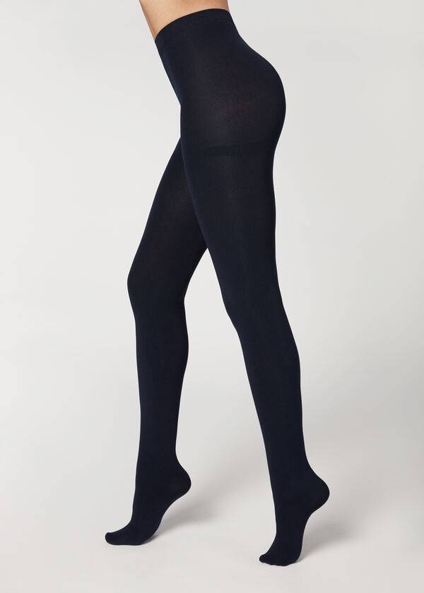 Collants Calzedonia Thermal Super Opaque Feminino Azuis | PT3122FM