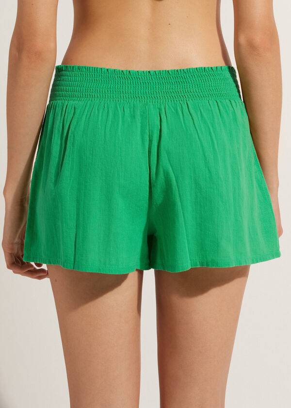 Cover Ups Calzedonia Algodão Shorts Feminino Verdes | PT2065FM