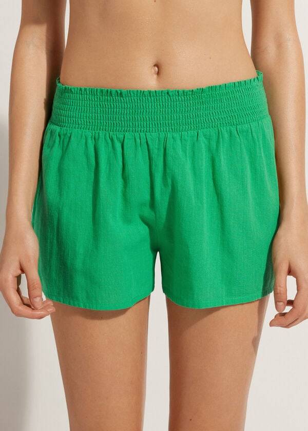 Cover Ups Calzedonia Algodão Shorts Feminino Verdes | PT2065FM