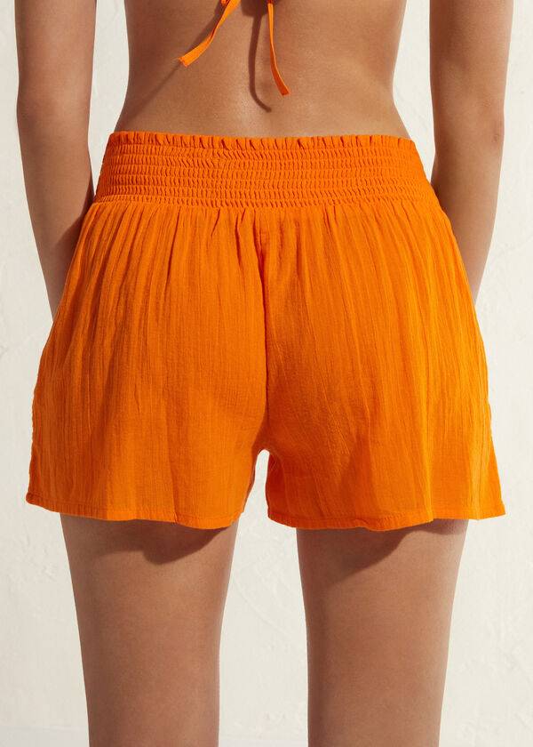 Cover Ups Calzedonia Algodão Shorts Feminino Laranja | PT2070LH