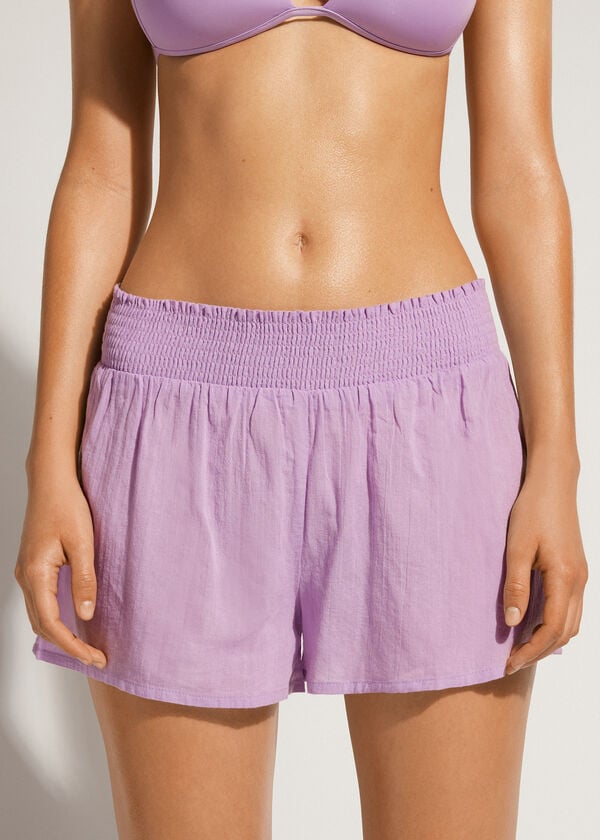 Cover Ups Calzedonia Algodão Shorts Feminino Roxo | PT2071ZG