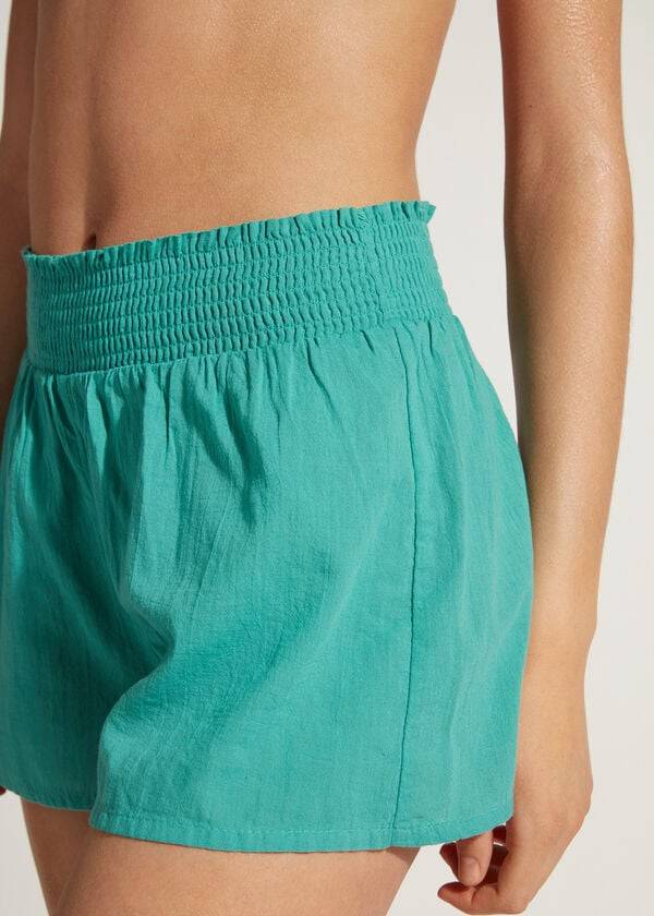 Cover Ups Calzedonia Algodão Shorts Feminino Turquesa | PT2072XF