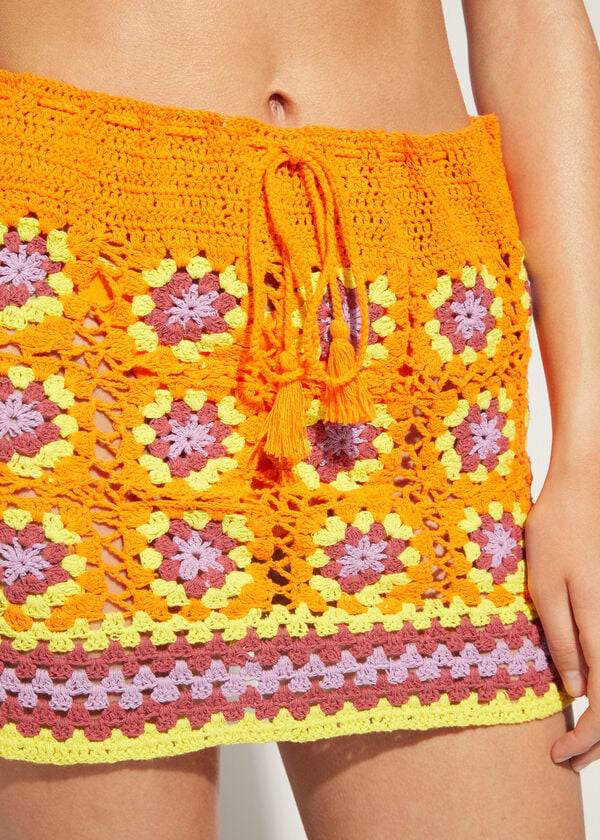 Cover Ups Calzedonia Crochet Skirt Feminino Laranja | PT2061PQ