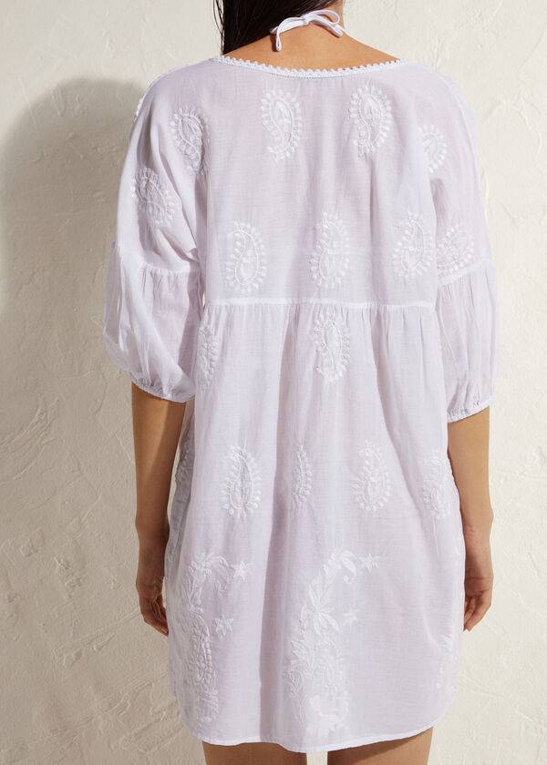 Cover Ups Calzedonia Embroidered Vestidos Feminino Branco | PT2113PQ