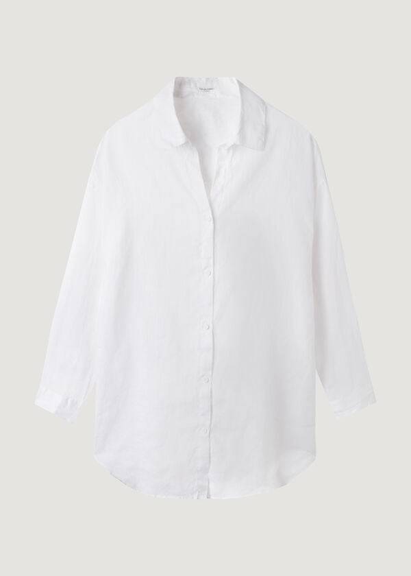 Cover Ups Calzedonia Linen Shirt Feminino Branco | PT2098XF