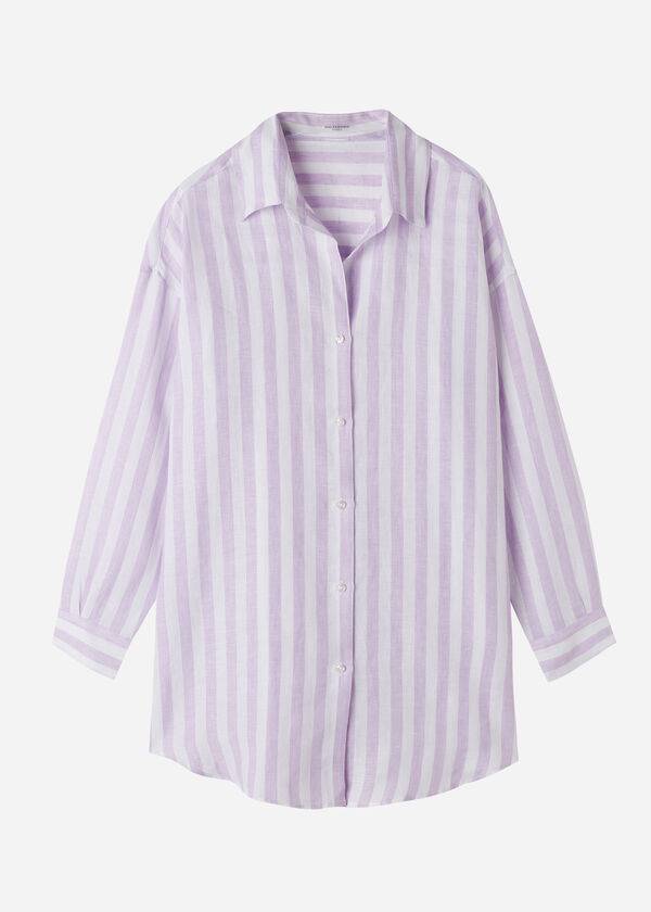 Cover Ups Calzedonia Linen Shirt Feminino Roxo Branco | PT2105WY