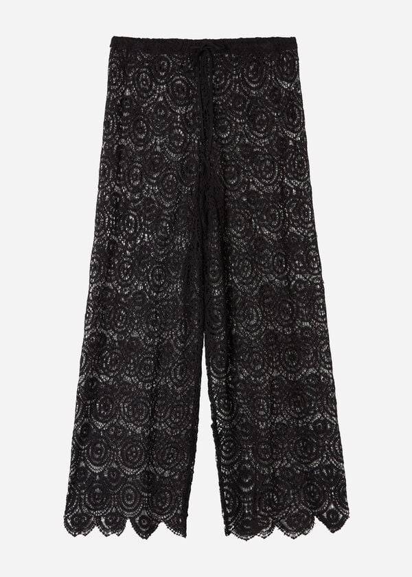 Cover Ups Calzedonia Long Crochet Pants Feminino Pretas | PT2058UT