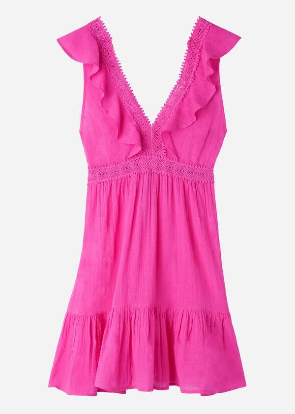 Cover Ups Calzedonia Mini Vestidos with Ruffle and Passementerie Feminino Rosa | PT2083YU