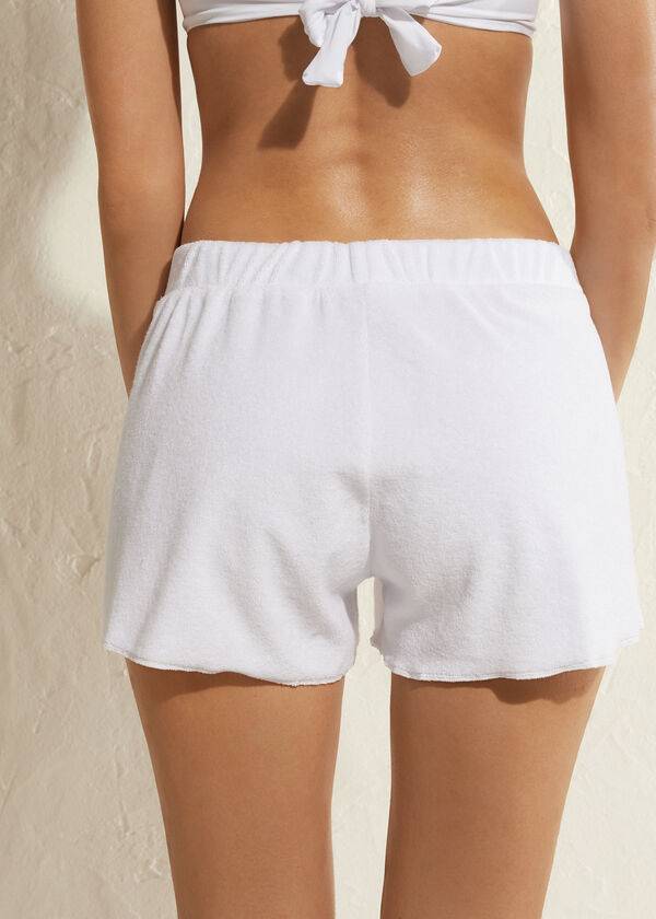 Cover Ups Calzedonia Terrycloth Shorts Feminino Branco | PT2041HK