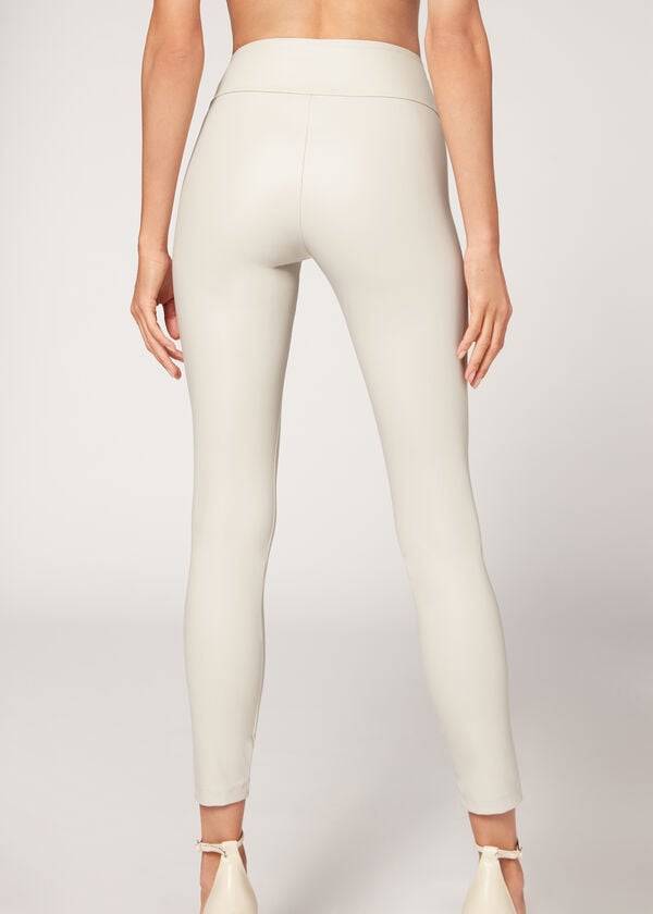 Leggings Calzedonia Couro Effect Feminino Branco | PT1526XF