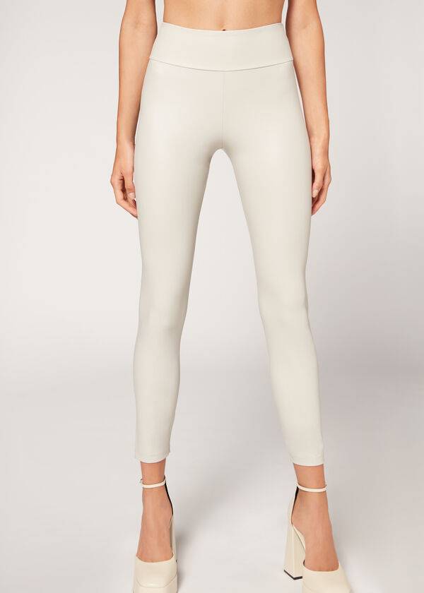 Leggings Calzedonia Couro Effect Feminino Branco | PT1526XF