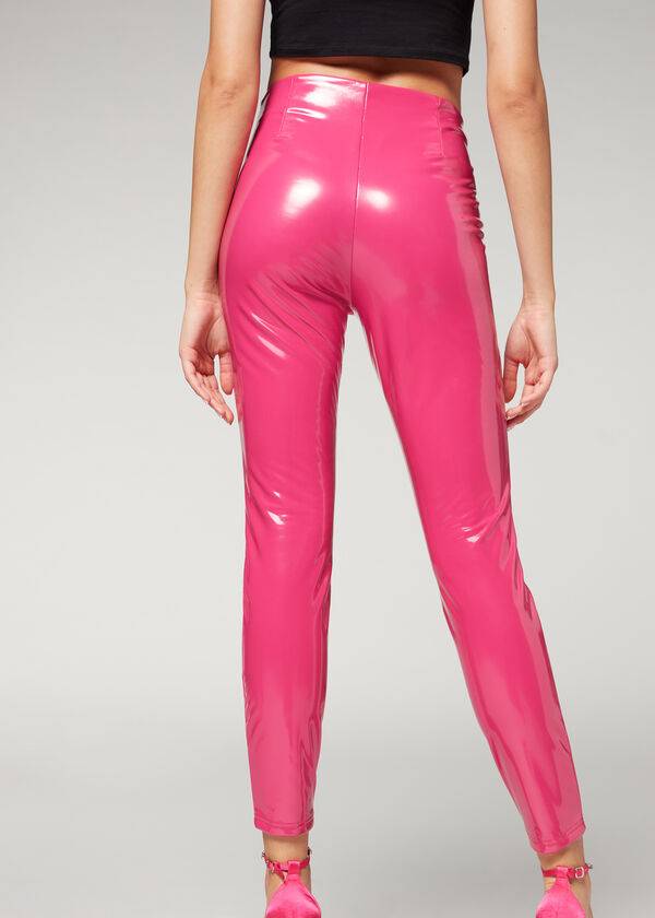 Leggings Calzedonia Magro in Thermal Vinyl Feminino Rosa | PT1507WY