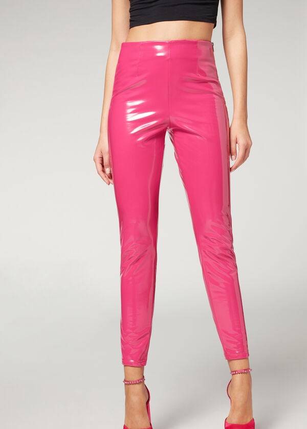 Leggings Calzedonia Magro in Thermal Vinyl Feminino Rosa | PT1507WY