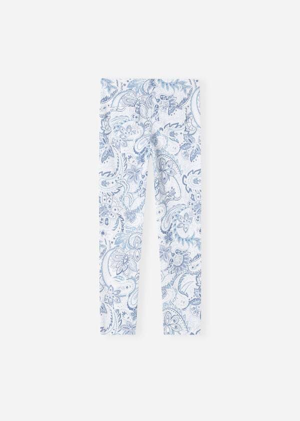 Leggings Calzedonia Paisley-Print Denim Criança Branco Azuis | PT1055KI