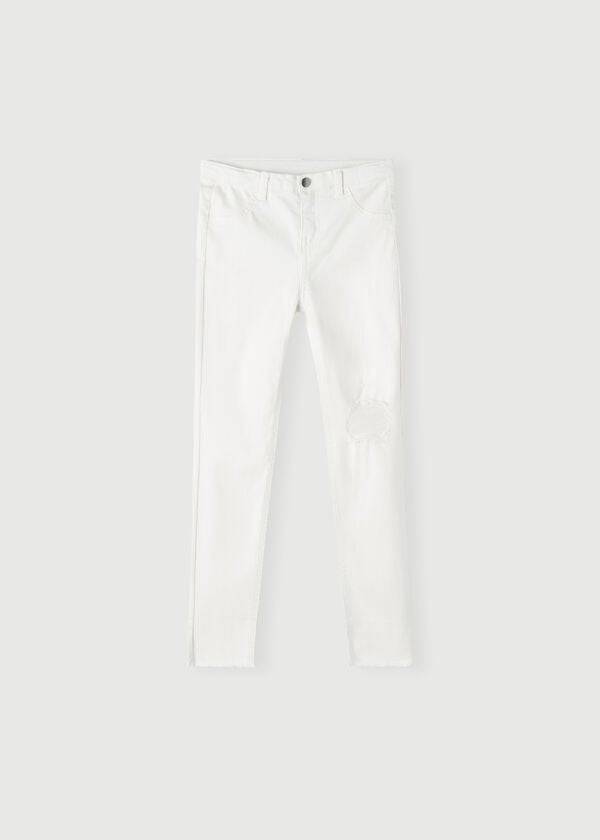 Leggings Calzedonia Ripped Stretch Magro Criança Branco | PT1054JJ