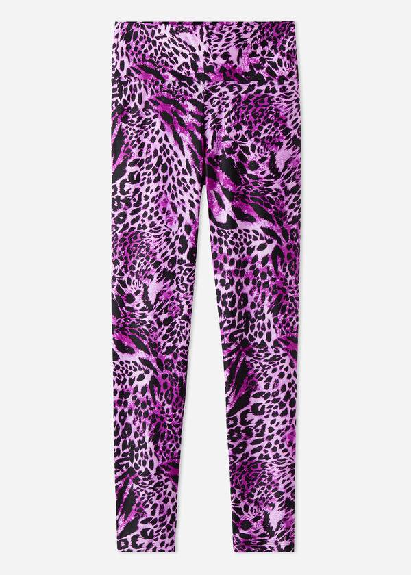 Leggings Calzedonia Shiny Animal-Print Atléticos Feminino Rosa | PT1509RW