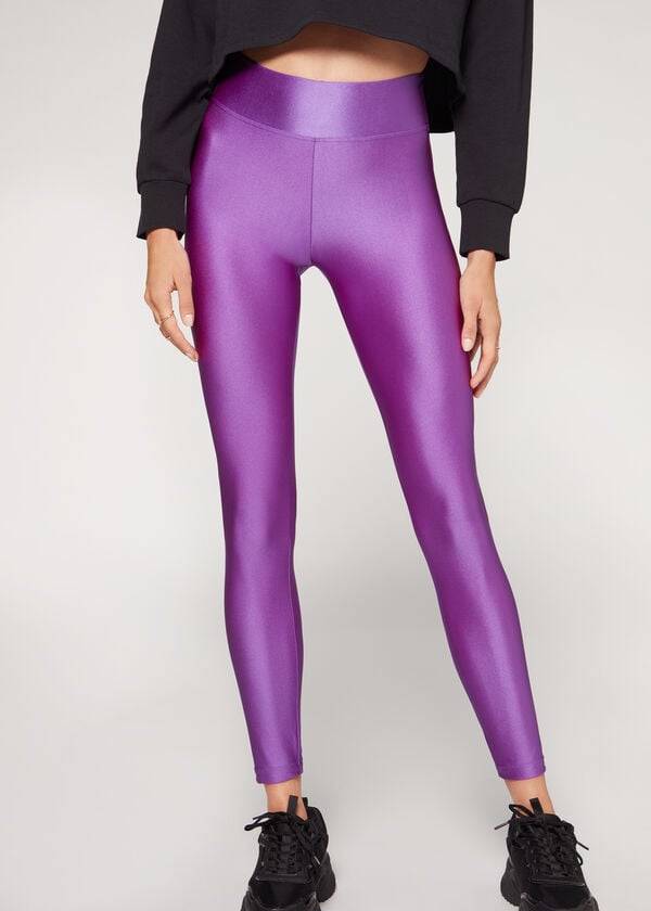 Leggings Calzedonia Super Shiny Feminino Roxo | PT1500XF