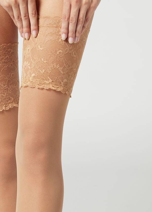 Meias Calzedonia 20 Denier Opaque Thigh-Highs Feminino Marrom | PT2953FM