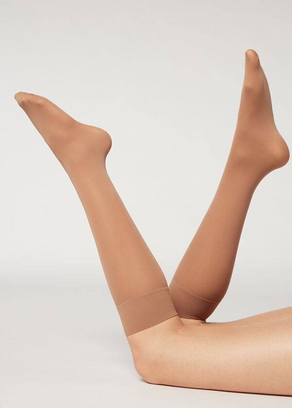 Meias Calzedonia 30 Denier Semi Opaque Microfiber Knee-Highs Long Feminino Bege | PT1960DN