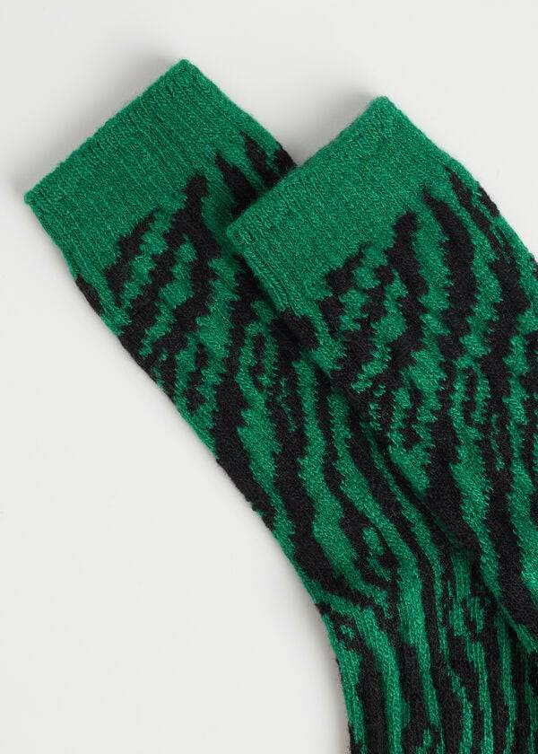 Meias Calzedonia Animal Print Cashmere Curta Feminino Verdes | PT1859HK