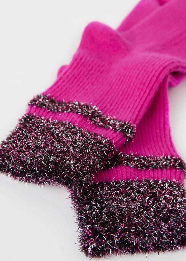 Meias Calzedonia Cashmere Curta with Glitter Trim Feminino Rosa | PT1833HK