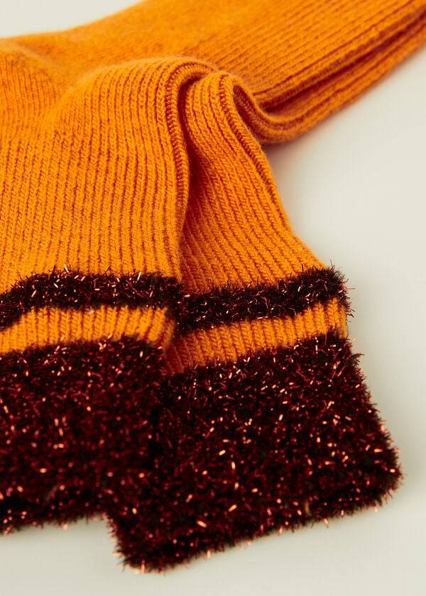 Meias Calzedonia Cashmere Curta with Glitter Trim Feminino Laranja | PT1835KI