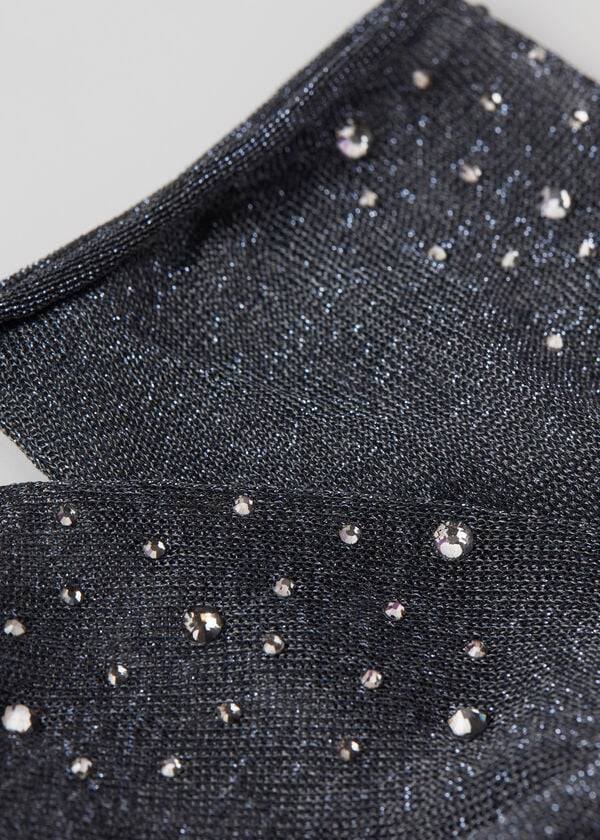 Meias Calzedonia Curta with Glitter and Crystals Feminino Pretas | PT1662QZ