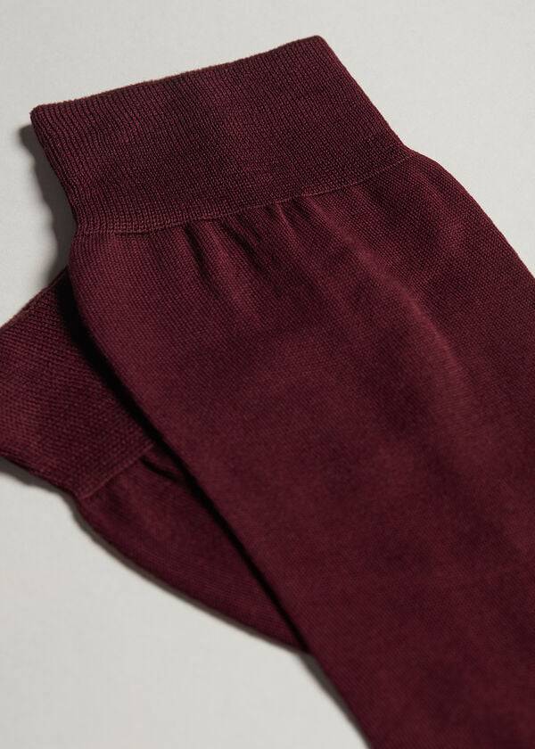 Meias Calzedonia Lisle Thread Crew Masculino Bordeaux | PT1382UT