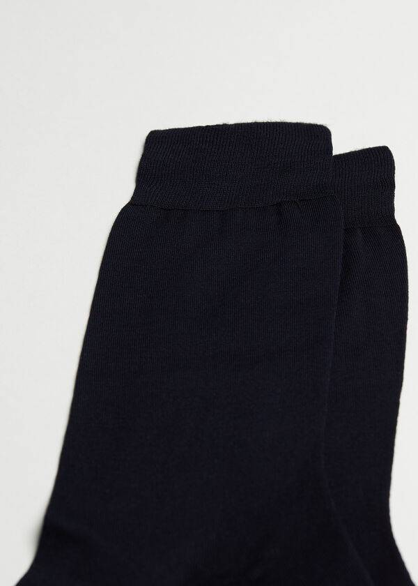 Meias Calzedonia Lisle Thread Crew Masculino Azuis | PT1385PQ