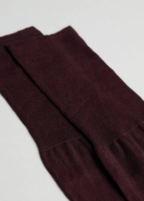 Meias Calzedonia Lisle Thread Long Masculino Bordeaux | PT1430EX