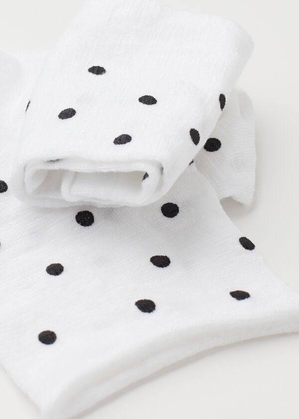 Meias Calzedonia Polka Dot Motif Curta with Linen Feminino Branco | PT1723PQ