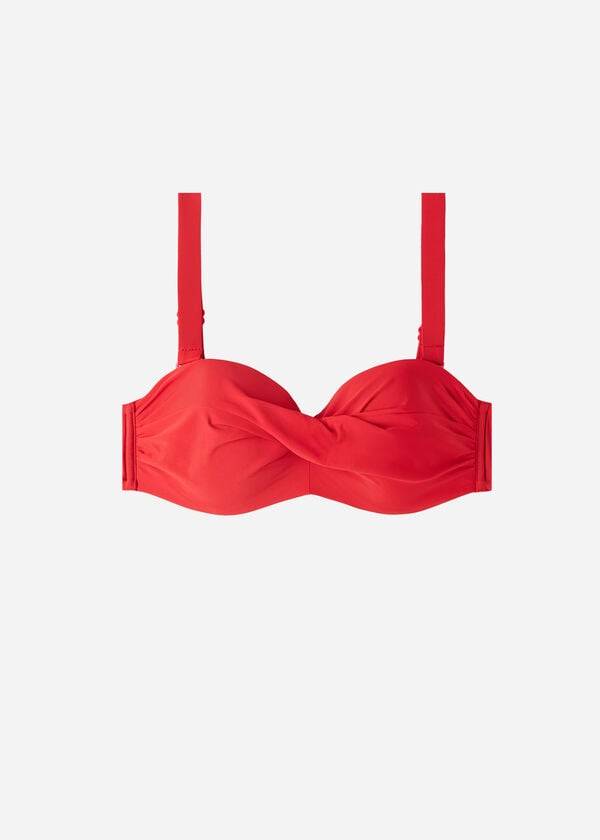 Tops De Biquíni Calzedonia Acolchoado Bandeau Indonesia Strapless Feminino Vermelhas | PT2379NB