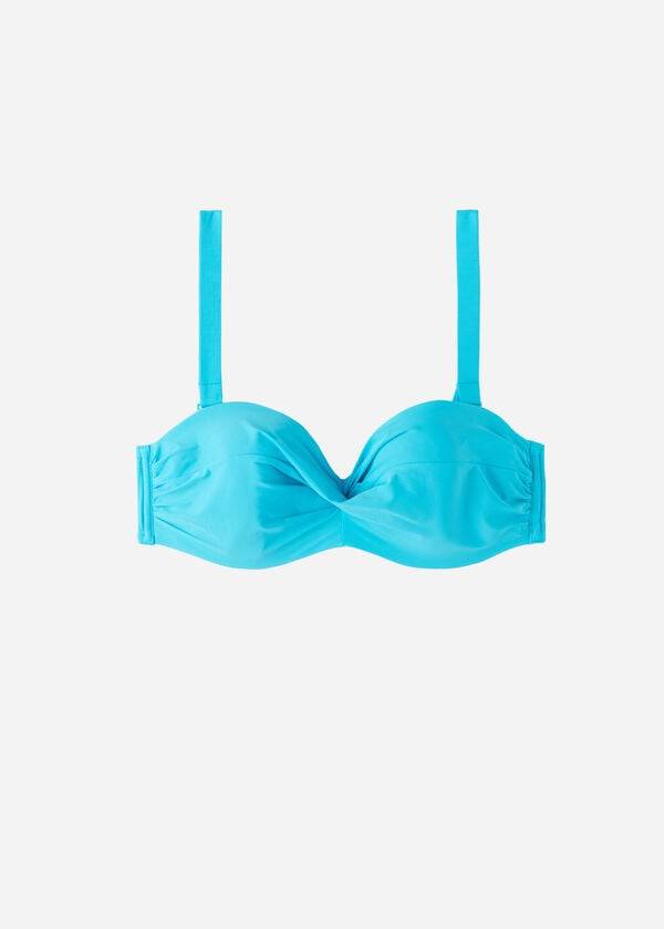 Tops De Biquíni Calzedonia Acolchoado Bandeau Indonesia Strapless Feminino Turquesa | PT2380BC