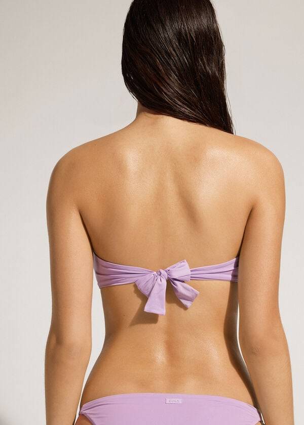 Tops De Biquíni Calzedonia Acolchoado Bandeau Indonesia Eco Strapless Feminino Roxo | PT2383XF