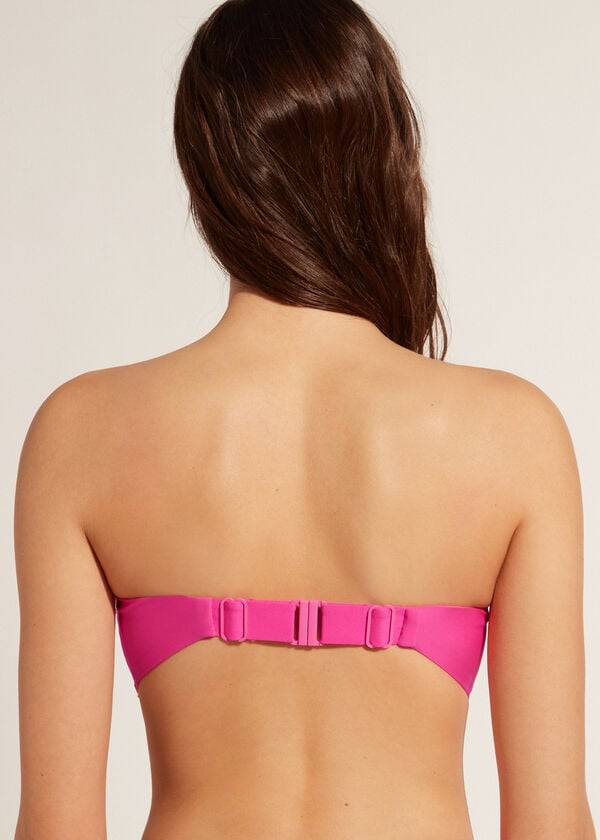 Tops De Biquíni Calzedonia Acolchoado Bandeau Indonesia Eco cobey Feminino Rosa | PT2391DN