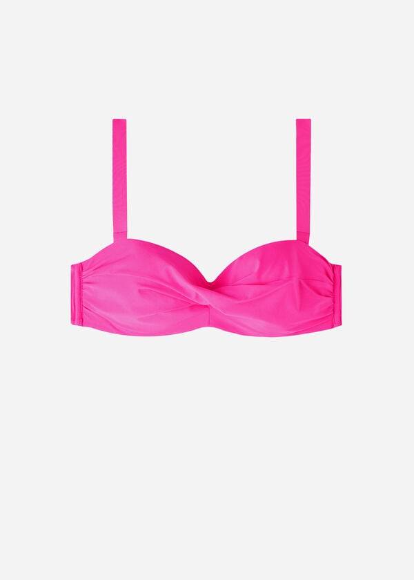 Tops De Biquíni Calzedonia Acolchoado Bandeau Indonesia Eco cobey Feminino Rosa | PT2391DN