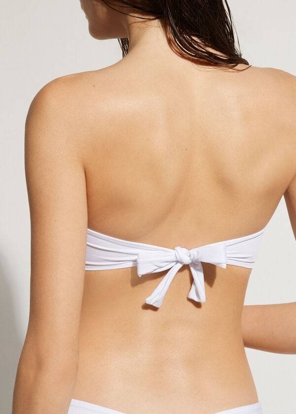 Tops De Biquíni Calzedonia Acolchoado Bandeau Indonesia Eco cobey Feminino Branco | PT2394PQ