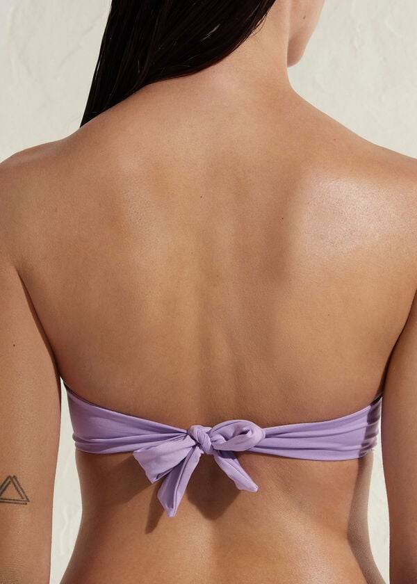 Tops De Biquíni Calzedonia Acolchoado Bandeau Indonesia Eco Feminino Roxo | PT2395OR