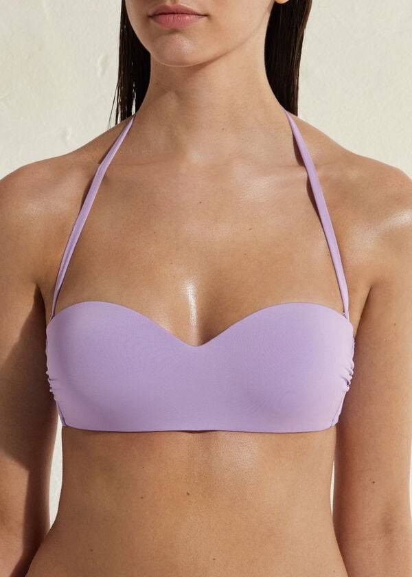 Tops De Biquíni Calzedonia Acolchoado Bandeau Indonesia Eco Feminino Roxo | PT2395OR