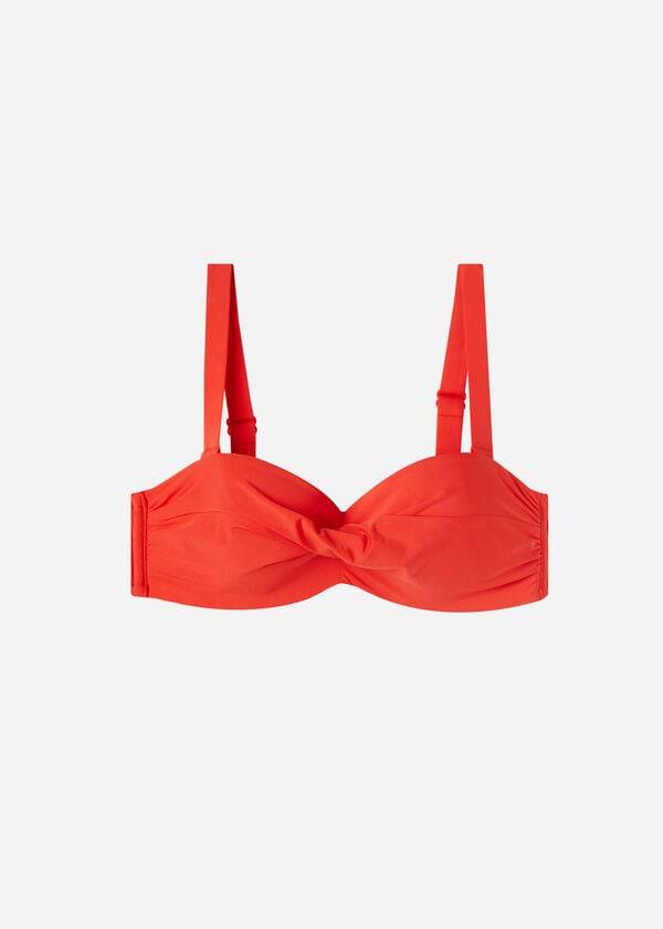 Tops De Biquíni Calzedonia Acolchoado Bandeau Indonesia Feminino Vermelhas | PT2400RW