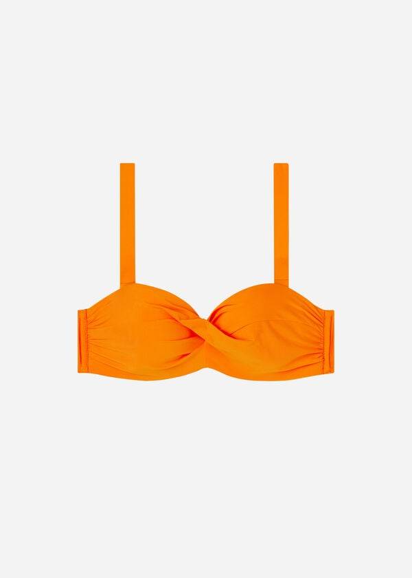 Tops De Biquíni Calzedonia Acolchoado Bandeau Indonesia Feminino Laranja | PT2403QZ