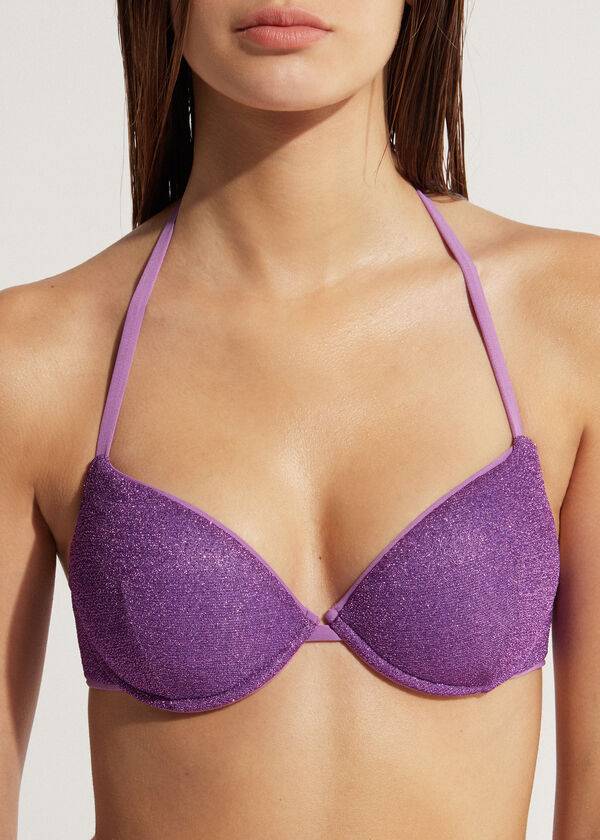 Tops De Biquíni Calzedonia Acolchoado Push-Up Las Vegas Feminino Roxo | PT2333LH