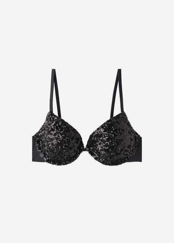 Tops De Biquíni Calzedonia Acolchoado Push-Up Cannes rosa Feminino Pretas | PT2348RW