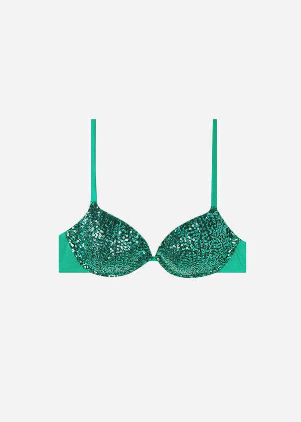 Tops De Biquíni Calzedonia Acolchoado Push-Up Cannes Feminino Verdes | PT2351QZ