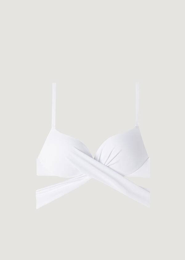 Tops De Biquíni Calzedonia Acolchoado Push Up Indonesia Eco rosa Feminino Branco | PT2367AP