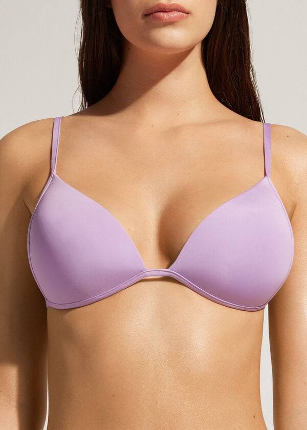 Tops De Biquíni Calzedonia Acolchoado Triangle Indonesia Eco rise Feminino Roxo | PT2273FM