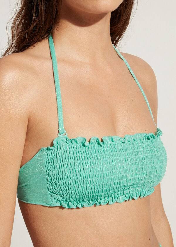 Tops De Biquíni Calzedonia Bandeau Formentera Feminino Verdes | PT2502YU