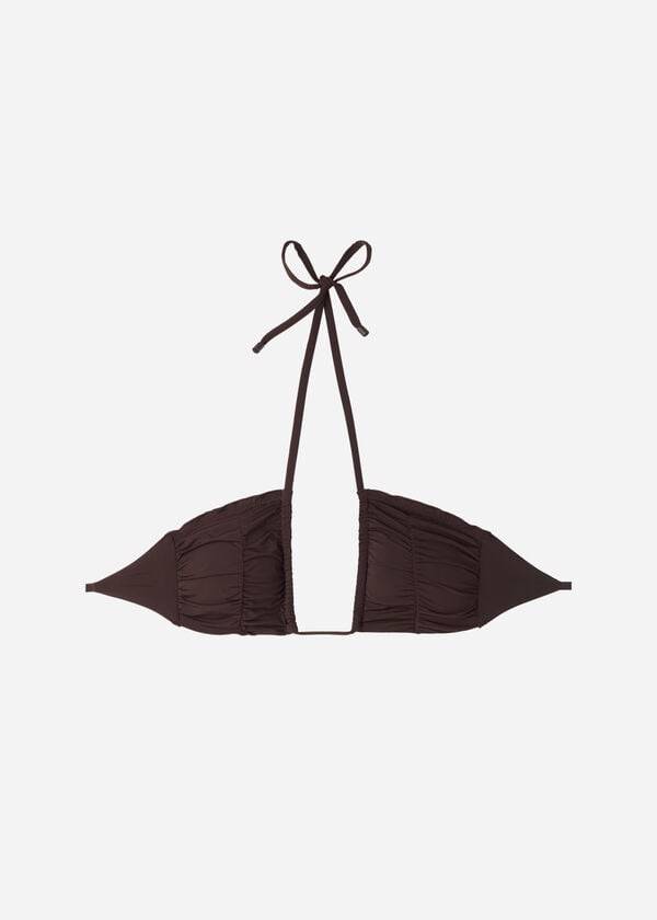 Tops De Biquíni Calzedonia Drawstring Bandeau Islamorada Feminino Cafes Marrom | PT2479EX