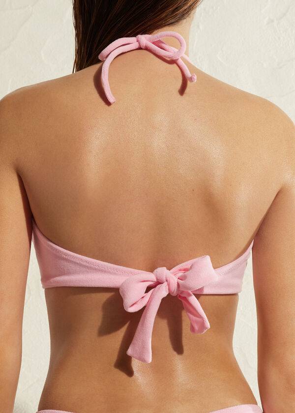 Tops De Biquíni Calzedonia Drawstring Bandeau Beverly Hills Eco Feminino Rosa | PT2482MA