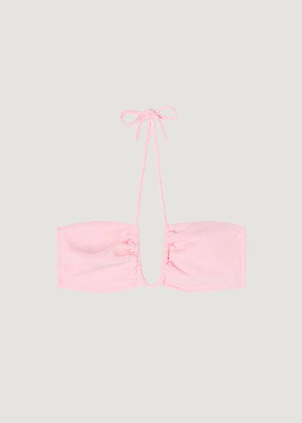 Tops De Biquíni Calzedonia Drawstring Bandeau Beverly Hills Eco Feminino Rosa | PT2482MA